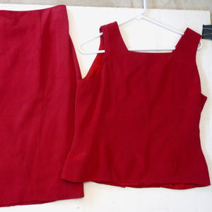 Andrea Viccaro 2 piece cranberry silk dress shell